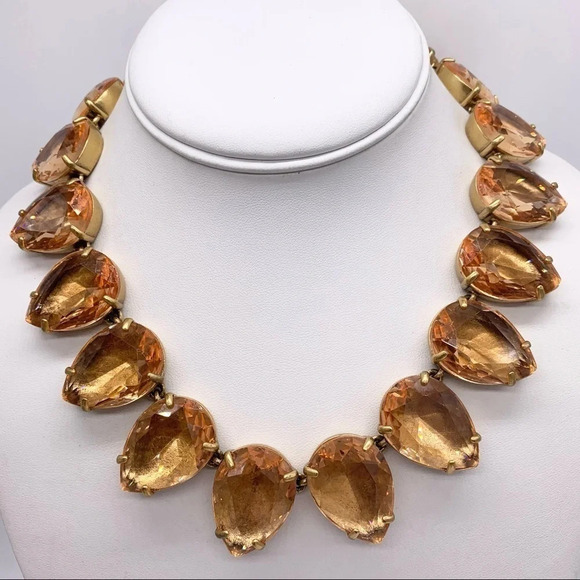 J. Crew Peach Teardrop Jeweled Necklace - Picture 1 of 5